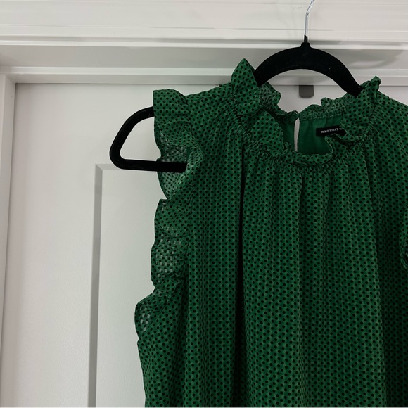 who what wear green polka dot dress - Picture 5 of 5